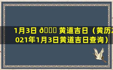 1月3日 🐅 黄道吉日（黄历2021年1月3日黄道吉日查询）